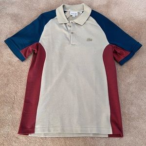 Lacoste beige, red, and blue polo